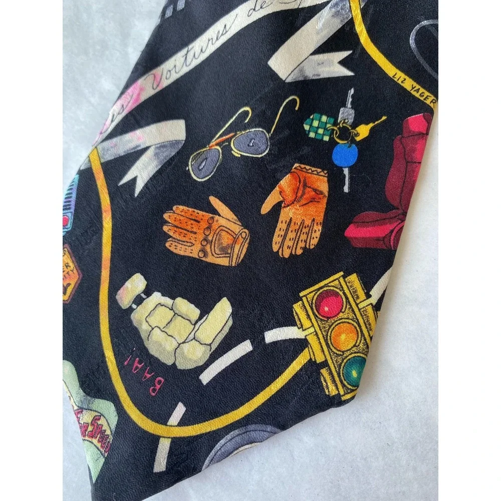 Nicole Miller Men's Tie Vintage 1993 100% Silk Hand Sewn SportsCars Driving 55